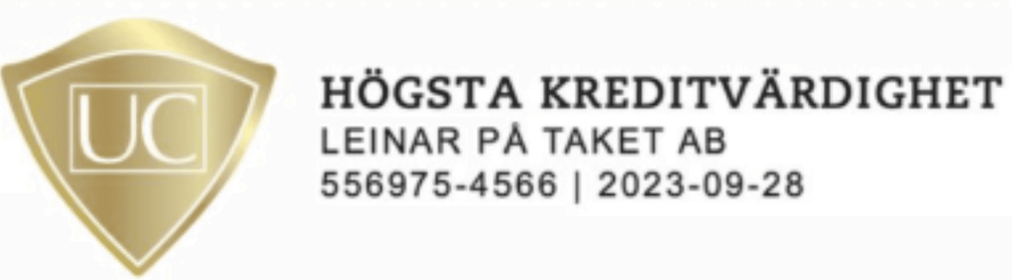UC Högsta kreditvärdighet – Leinar på Taket AB